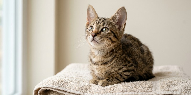 kitten sitting on towel