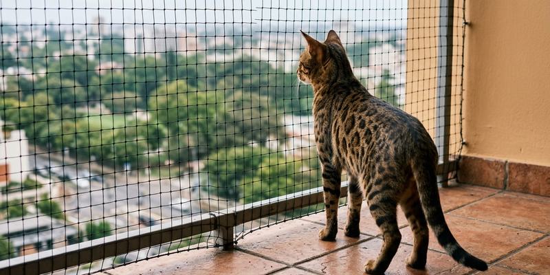 cat standing on balcony