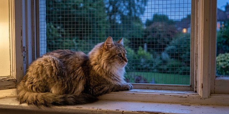 cat resting on window