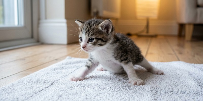 small kitten standing on