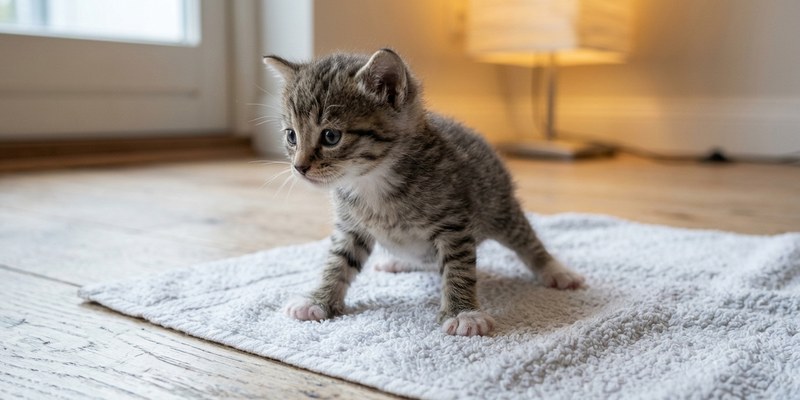 kitten standing on white