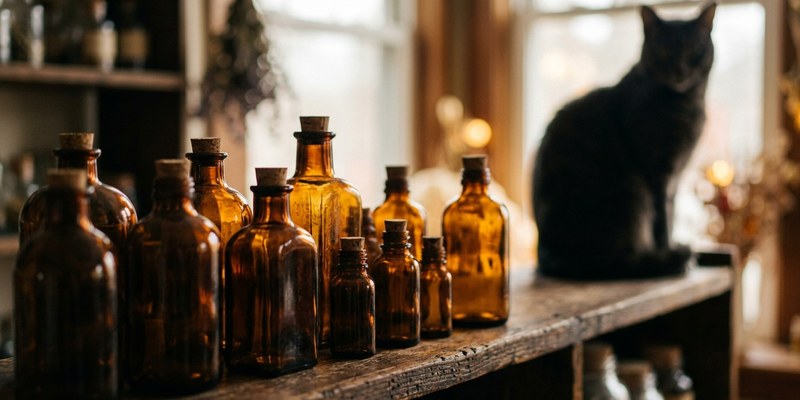 amber glass bottles with