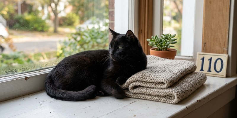 black cat resting on