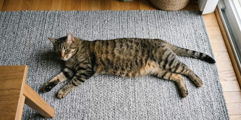 adult cat lying on
