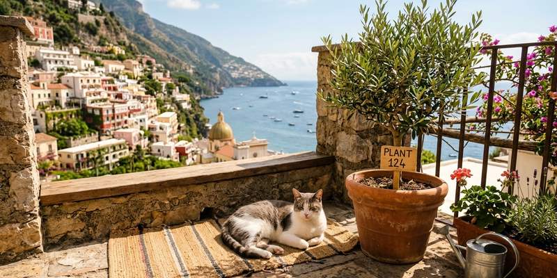 cat sitting on balcony
