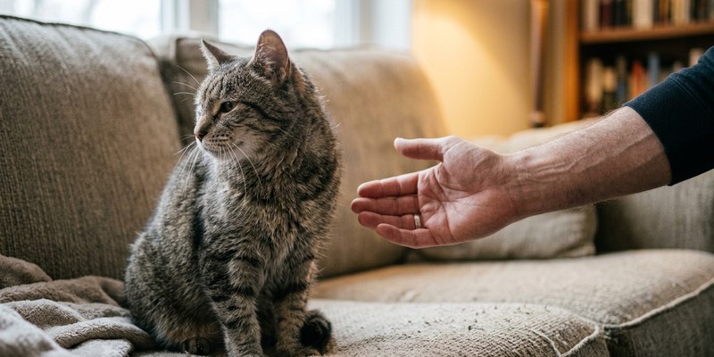 cat turning head away