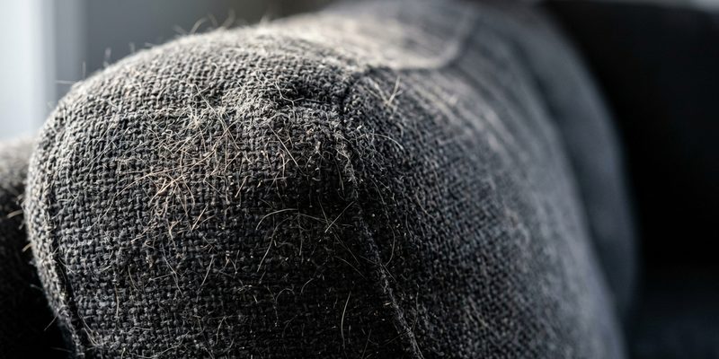 cat hairs on sofa