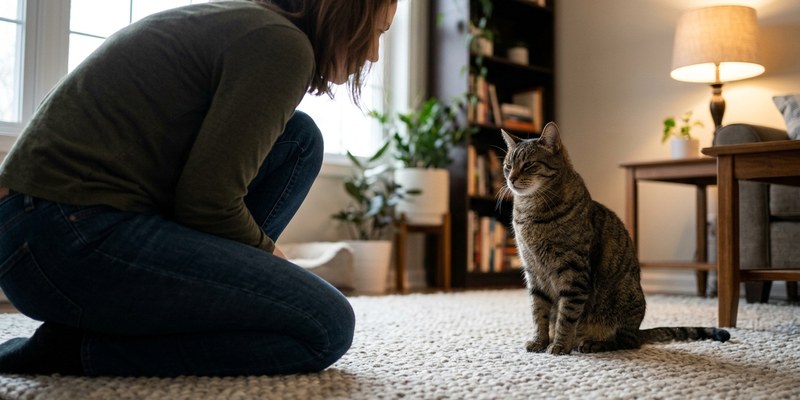 persona y gato