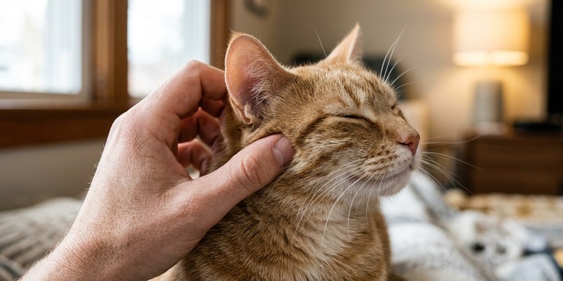 mano rascando gato