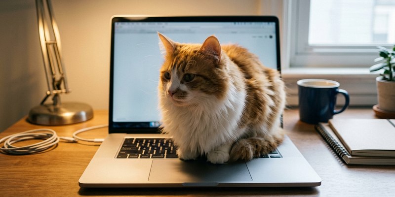 gato sobre teclado
