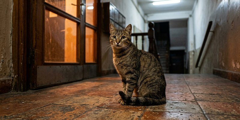 tabby cat sitting on