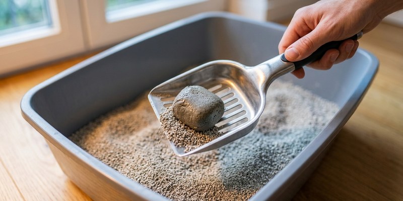 scoop lifting litter clump