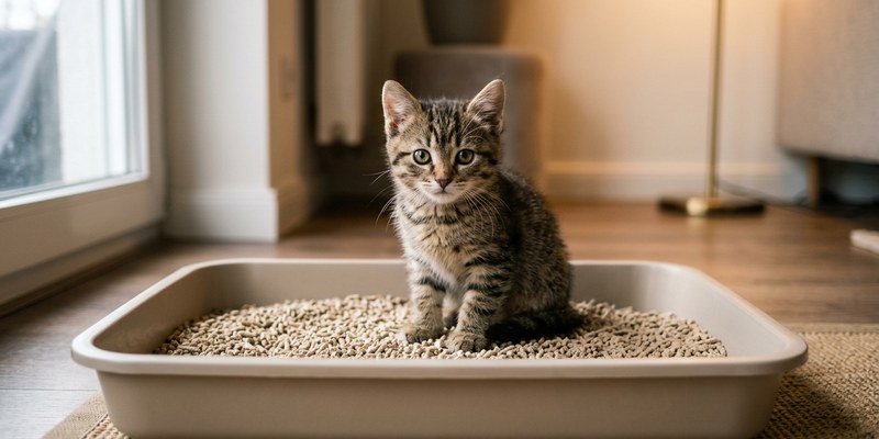 tabby kitten sitting in