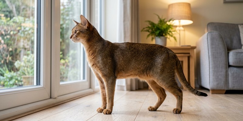 cat standing by window