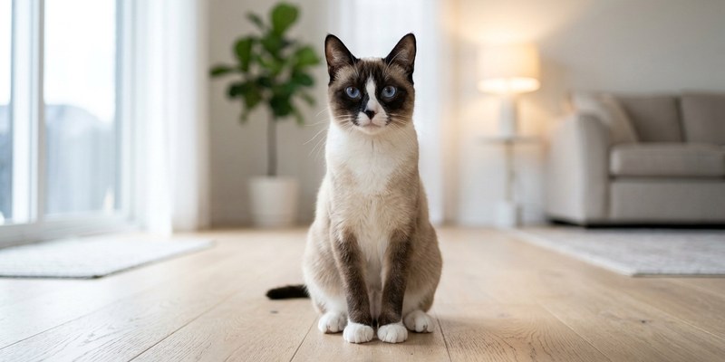 cat sitting on wooden