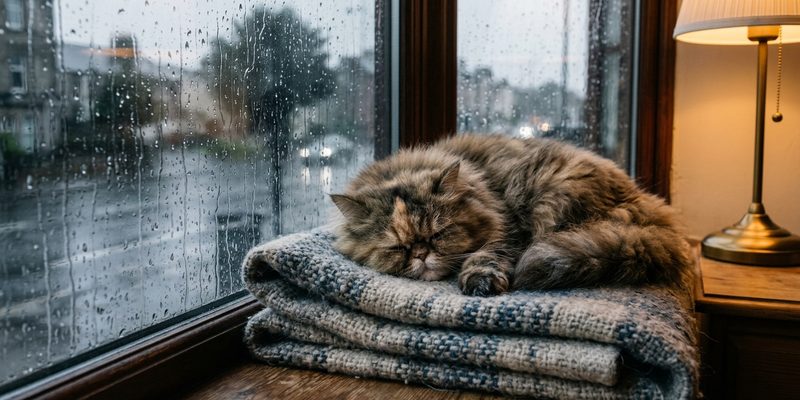 cat resting on wool