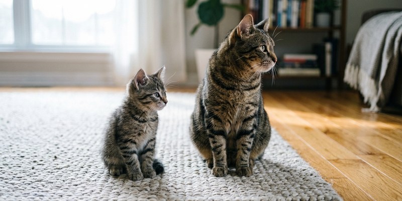 kitten and cat sitting