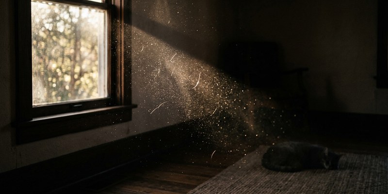 sunbeam entering bedroom window
