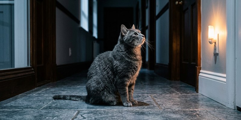 cat sitting on floor