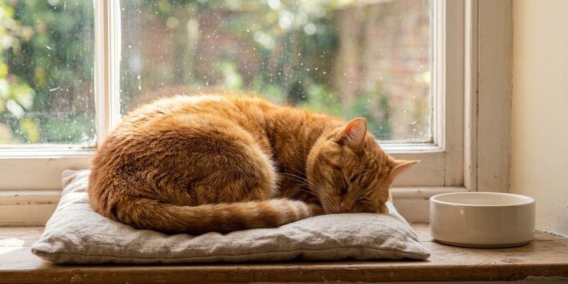 gato naranja dormido