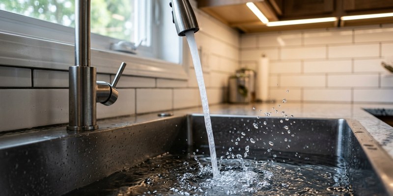 water running from kitchen