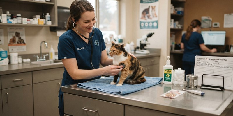 veterinary counter with stethoscope