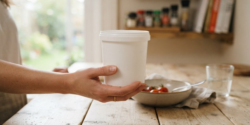 hand holding white tub