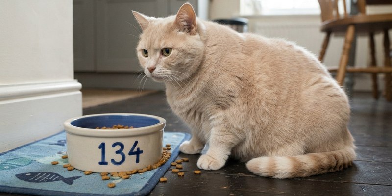 cat by food bowl
